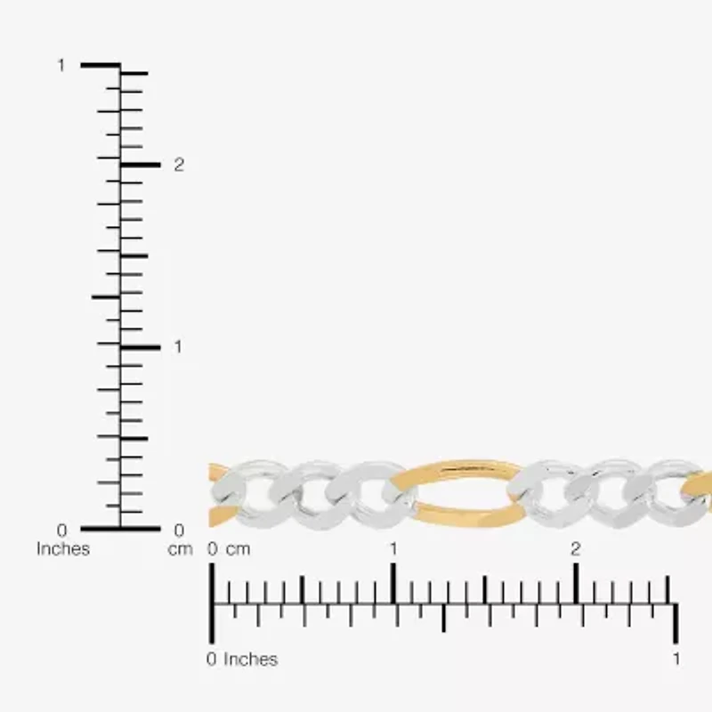 Made in Italy Womens 24K Gold Over Silver Inch Figaro Chain Necklace