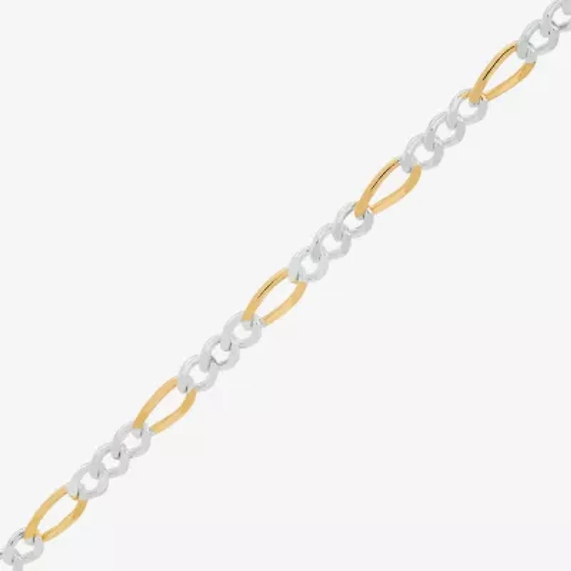 Made in Italy Womens 24K Gold Over Silver Inch Figaro Chain Necklace