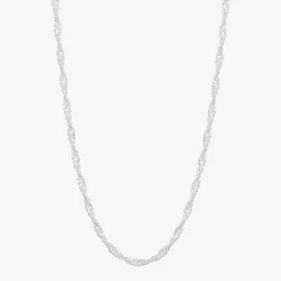 Made in Italy Womens Sterling Silver Inch Singapore Chain Necklace