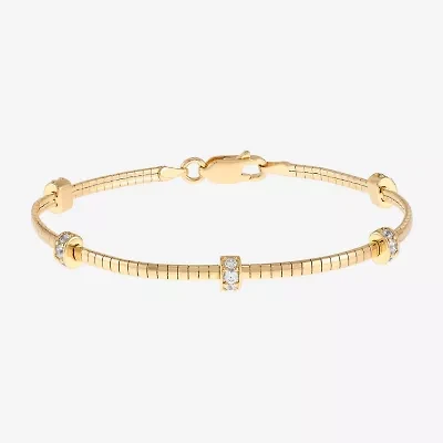 (H-I / Si2) Womens 14K Gold Over Silver 7 Inch Solid Omega Chain Bracelet