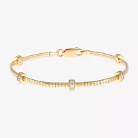 (H-I / Si2) Womens 14K Gold Over Silver 7 Inch Solid Omega Chain Bracelet