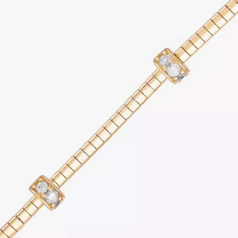 (H-I / Si2) Womens 14K Gold Over Silver 7 Inch Solid Omega Chain Bracelet