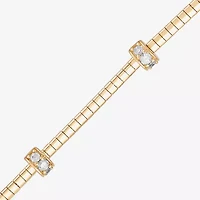 (H-I / Si2) Womens 14K Gold Over Silver 7 Inch Solid Omega Chain Bracelet