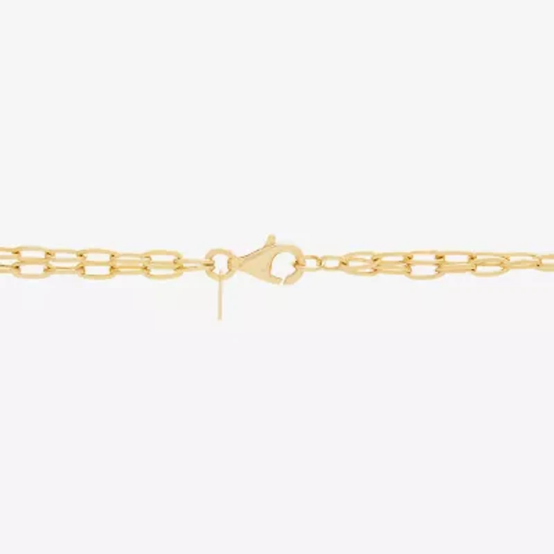 (H-I / Si2) Womens White Diamond 14K Gold Over Silver 16 1/2 Inch Chevron Necklace