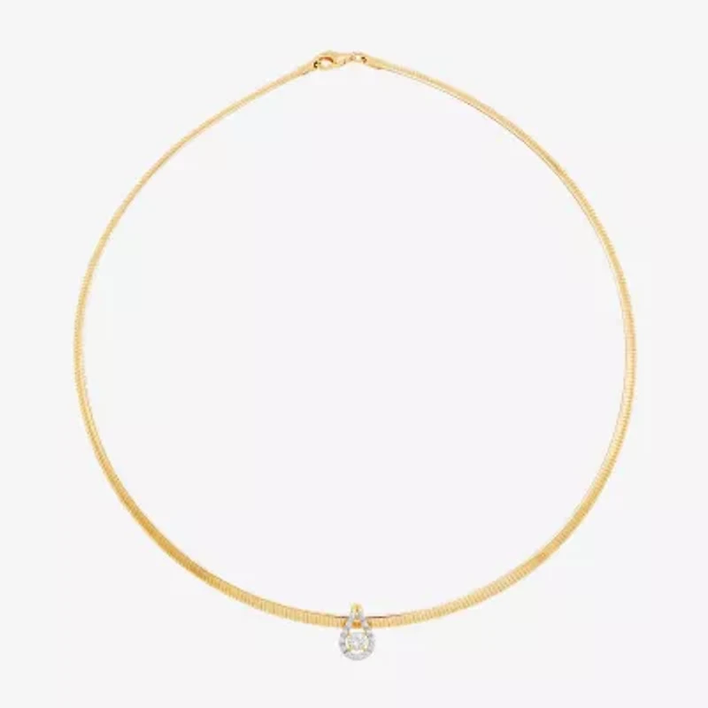 (H-I / Si2) Womens 1/3 CT. T.W. Lab Grown White Diamond 14K Gold Over Silver 17 Inch Pendant Necklace