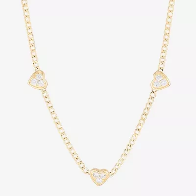 (H-I / Si2) Womens 14K Gold Over Silver 18 Inch Curb Chain Necklace