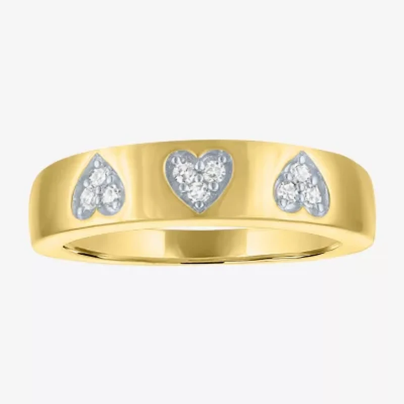 G-H / Si2-I1 Womens 5MM 1/10 CT. T.W. Lab Grown White Diamond 14K Gold Over Silver Heart Band