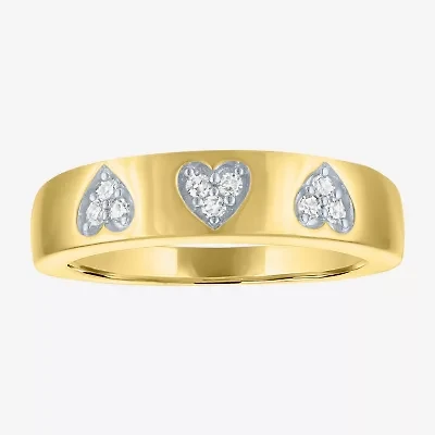 G-H / Si2-I1 Womens 5MM 1/10 CT. T.W. Lab Grown White Diamond 14K Gold Over Silver Heart Band