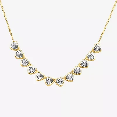 (F / Si2) Womens 1/3 CT. T.W. Lab Grown White Diamond 14K Gold Over Silver Heart 18 Inch Pendant Necklace