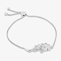 (I, I2) Womens 1/10 CT. T.W. Lab Grown White Diamond Sterling Silver Heart Bolo Bracelet