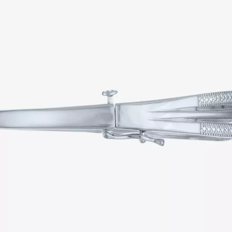 1/10 CT. T.W. Diamond Crossover Bangle Bracelet Sterling Silver or 14K Gold Over