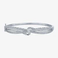1/10 CT. T.W. Diamond Crossover Bangle Bracelet Sterling Silver or 14K Gold Over