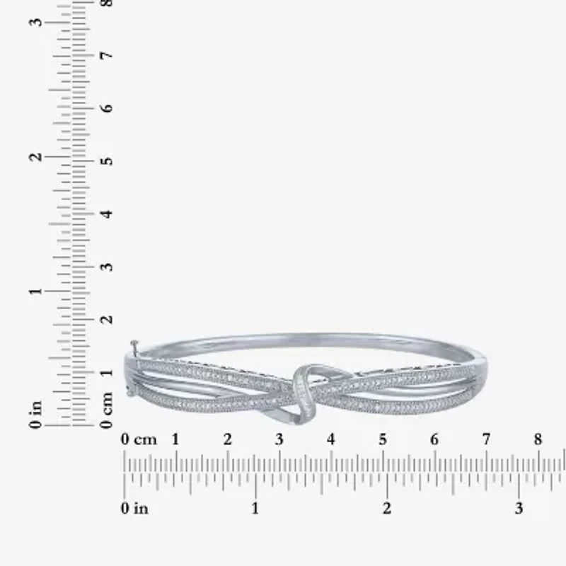 1/10 CT. T.W. Diamond Crossover Bangle Bracelet Sterling Silver or 14K Gold Over