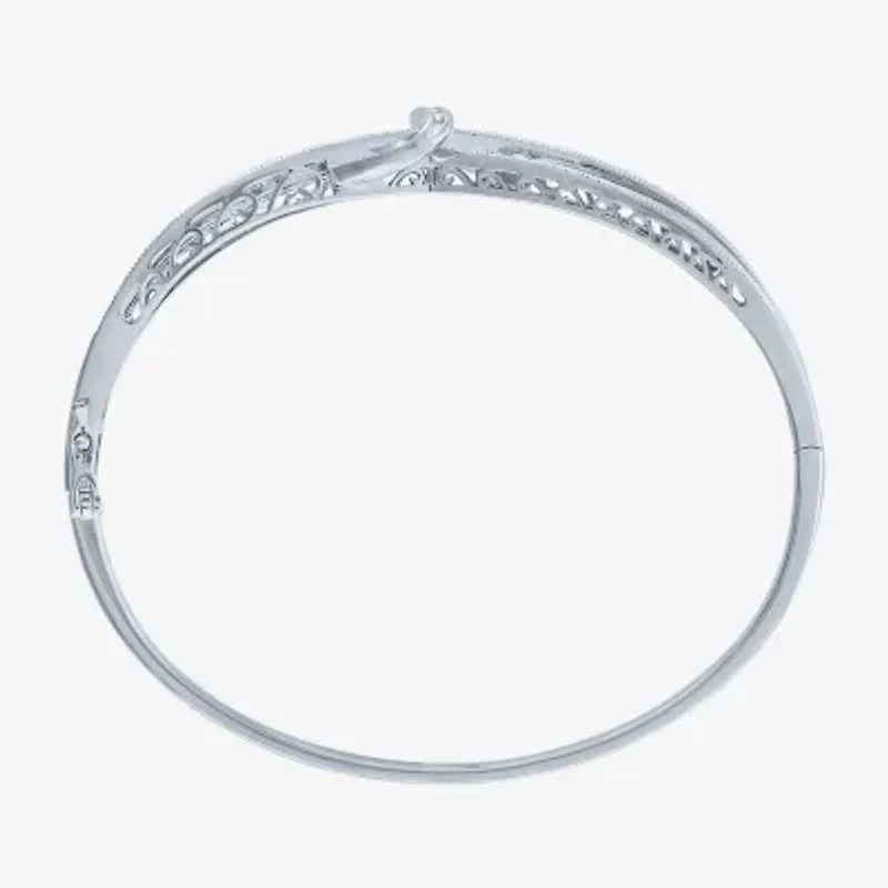 1/10 CT. T.W. Diamond Crossover Bangle Bracelet Sterling Silver or 14K Gold Over