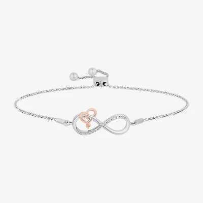 Hallmark Diamonds (I, I2) Womens 1/10 CT. T.W. Lab Grown White Diamond 14K Rose Gold Over Silver Sterling Silver Infinity Bolo Bracelet