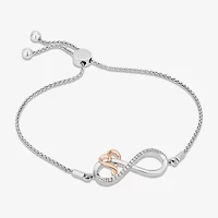 Hallmark Diamonds (I, I2) Womens 1/10 CT. T.W. Lab Grown White Diamond 14K Rose Gold Over Silver Sterling Silver Infinity Bolo Bracelet