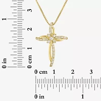 Womens 1/10 CT. T.W. Natural White Diamond 14K Gold Over Silver Cross 18 Inch Pendant Necklace