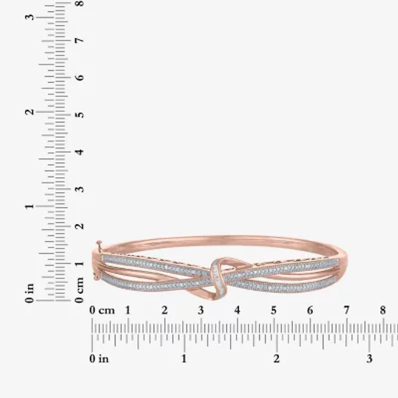 1/10 CT. T.W. Diamond Crossover Bangle Bracelet Sterling Silver or 14K Gold Over