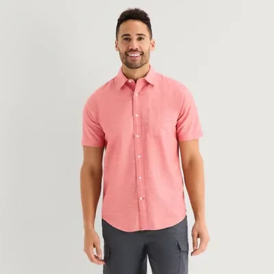 St. John's Bay Slub Mens Short Sleeve Classic Fit Button-Down Shirt
