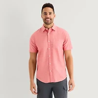 St. John's Bay Slub Mens Short Sleeve Classic Fit Button-Down Shirt