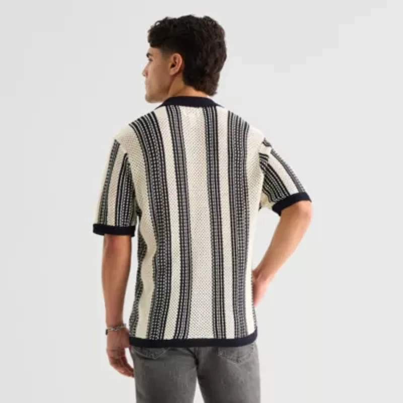 Arizona Mens Short Sleeve Button Polo Sweater