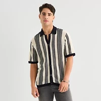 Arizona Mens Short Sleeve Button Polo Sweater