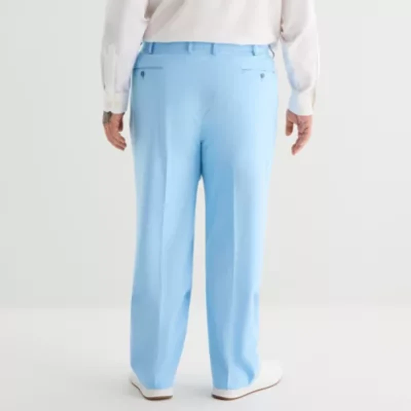 J. Ferrar Mens Big and Tall Stretch Fabric Regular Fit Flat Front Suit Pant
