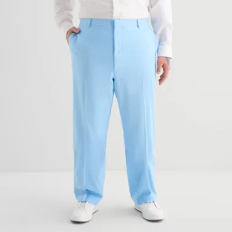 J. Ferrar Mens Big and Tall Stretch Fabric Regular Fit Flat Front Suit Pant