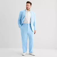 J. Ferrar Mens Big and Tall Stretch Fabric Regular Fit Flat Front Suit Pant