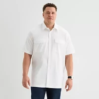 Shaquille O'Neal XLG™ Utility Pocket Mens Short Sleeve Regular Fit Big and Tall Button-Down Shirt