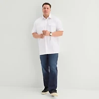 Shaquille O'Neal XLG™ Utility Pocket Mens Short Sleeve Regular Fit Big and Tall Button-Down Shirt