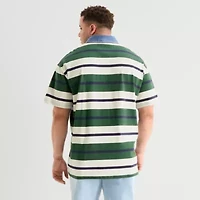 Arizona Mens Short Sleeve Regular Fit Spread Collar Striped Big and Tall Rugby Shirt