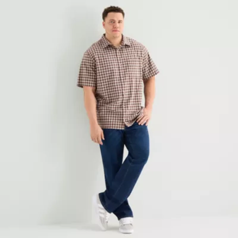 Arizona Mens Short Sleeve Classic Fit Big and Tall Button-Down Shirt