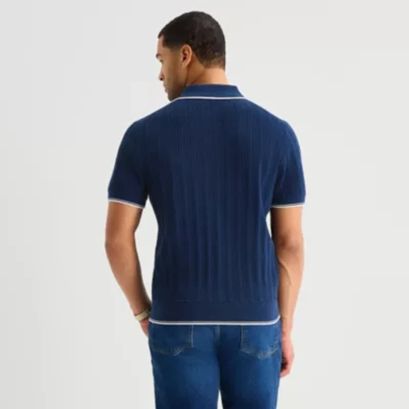 Stafford Johnny Collar Mens Short Sleeve Pullover Sweater