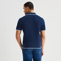 Stafford Johnny Collar Mens Short Sleeve Pullover Sweater