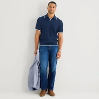 Stafford Johnny Collar Mens Short Sleeve Pullover Sweater