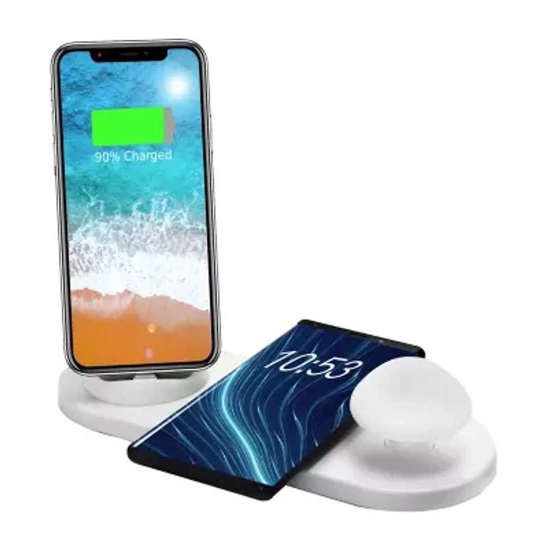 Trexonic 3-in-1 Charger Dock for Apple iPhone, Samsung Cellphone Wireless Charger, and Mushroom LED Night Light