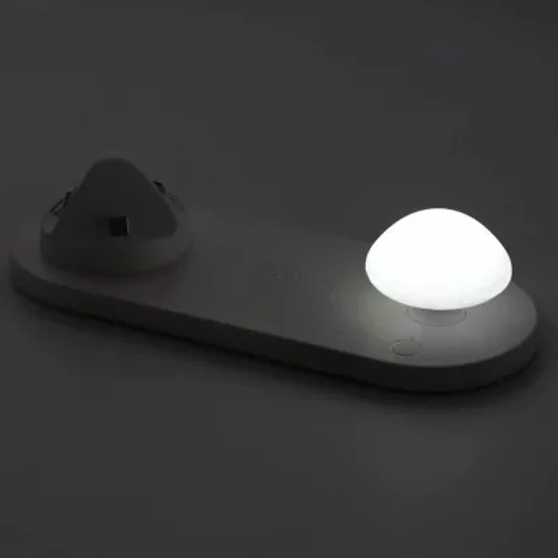 Trexonic 3-in-1 Charger Dock for Apple iPhone, Samsung Cellphone Wireless Charger, and Mushroom LED Night Light