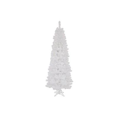 6.5' Prelit White Salem Pencil Pine Artificial Christmas Tree