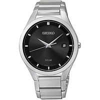 Seiko® Mens Silver-Tone Solar Watch SNE241