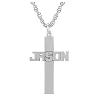 Personalized Sterling Silver Cross Pendant Necklace