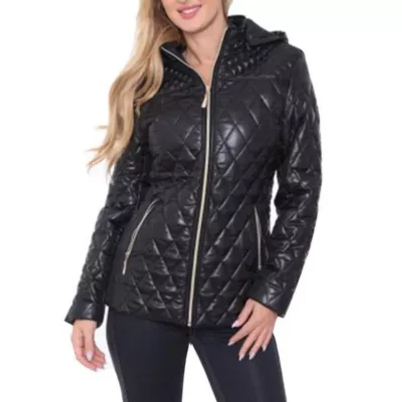 White Mark Womens Hooded Midweight Puffer Jacket