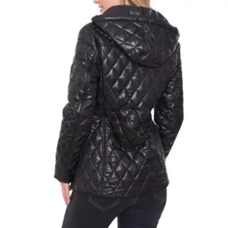 White Mark Womens Hooded Midweight Puffer Jacket