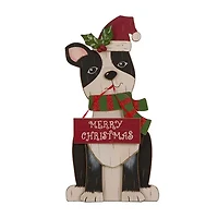 Glitzhome Wooden Christmas Dog Christmas Figurine