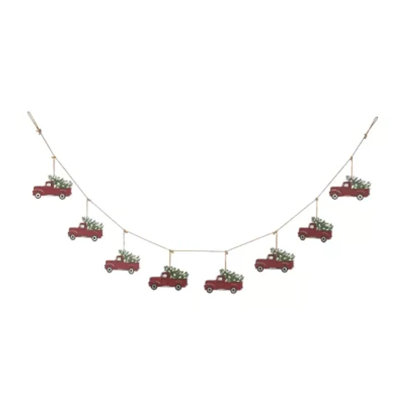 Glitzhome Metal Red Truck Indoor Garland
