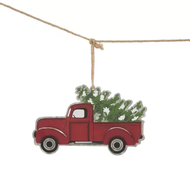 Glitzhome Metal Red Truck Indoor Garland