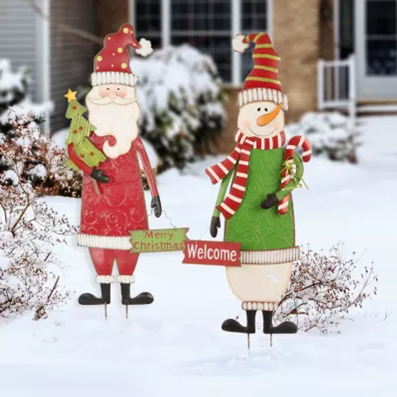 Glitzhome Snowman Santa 2-Pc. Christmas Yard Art