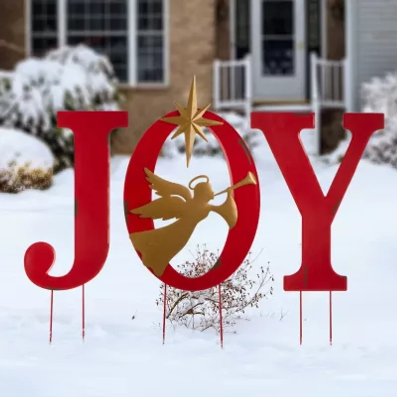Glitzhome Metal Joy Angel Christmas Yard Art