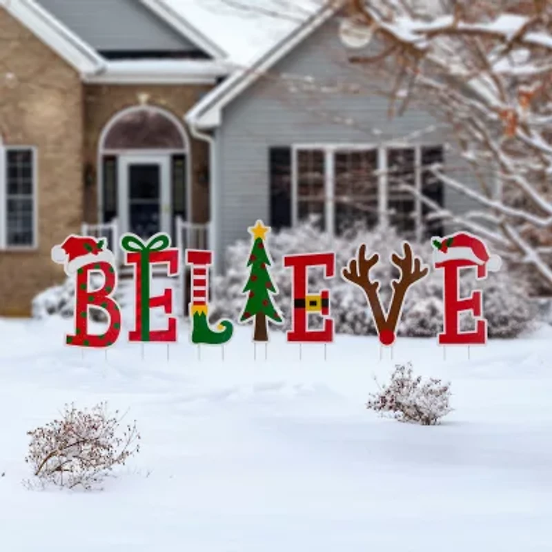 Glitzhome Believe Christmas Yard Art