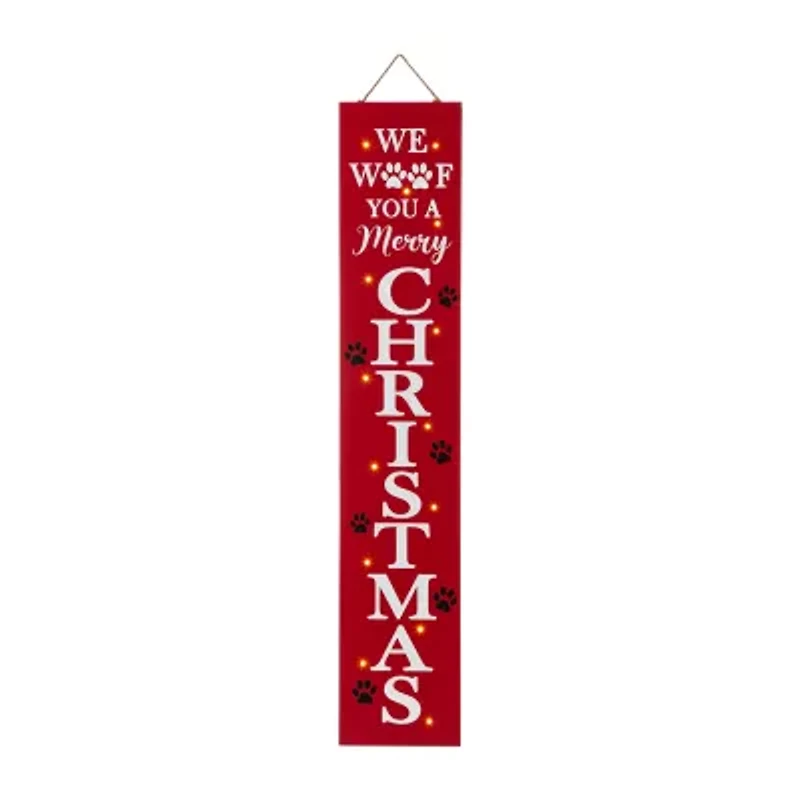 Glitzhome Lighted Wooden Pet Christmas Christmas Porch Sign
